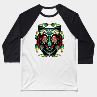 Batiamo - Funky Native Wolf Head Baseball T-Shirt